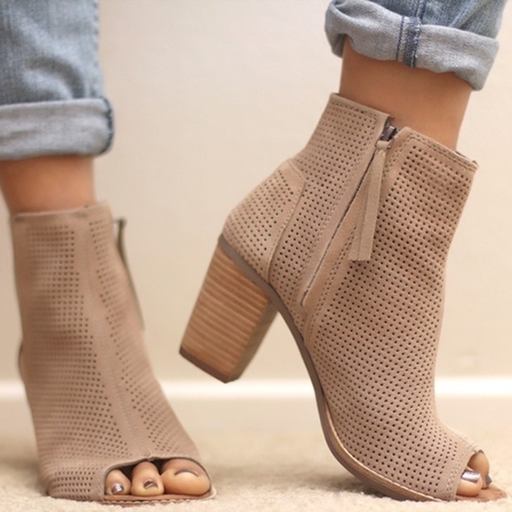 Tom’s Perforated Bootie Heels